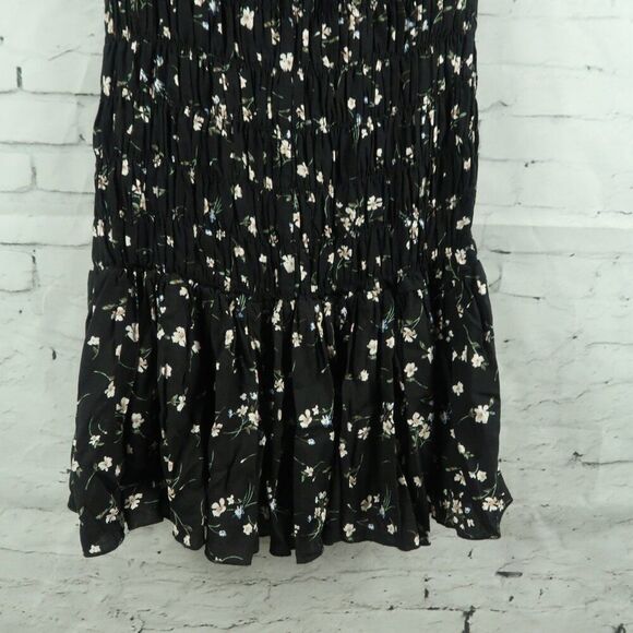 LULU'S BOUQUETS FOR YOU BLACK FLORAL SLEEVELESS HIGH NECK SMOCKED MINI DRESS - Picture 9 of 10